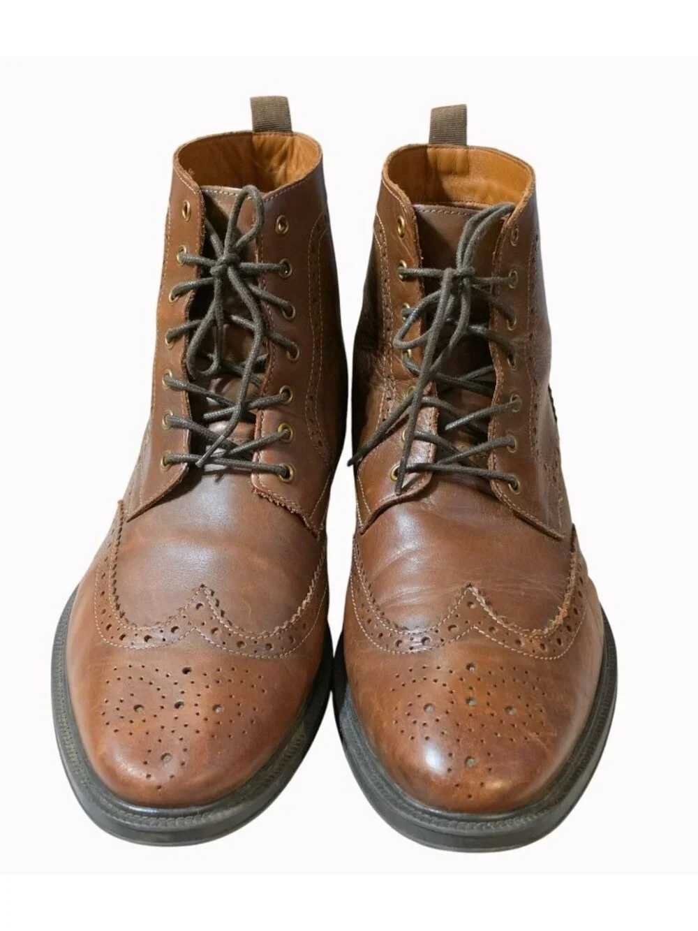 Stafford Deacon Men's Leather Wingtip Brogue Boots Brown Size 13M F21668 Great C